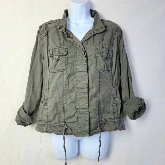 Maurices Green Utility Cargo Jacket Cotton Size 1X - Picture 1 of 7